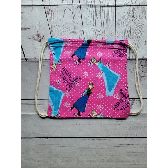 Handmade Kids Frozen Cotton Drawstring Bag Library Bag Travel Bag New - Picture 1 of 7